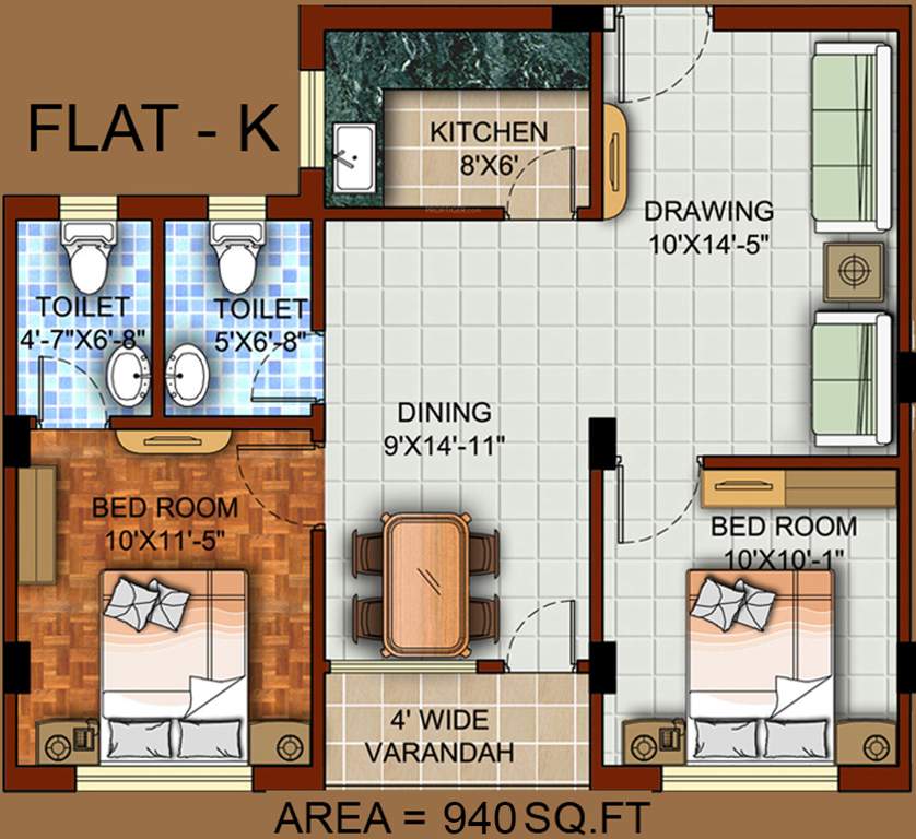 Omnitech Omni Tulsi (2BHK+2T (940 sq ft) 940 sq ft)