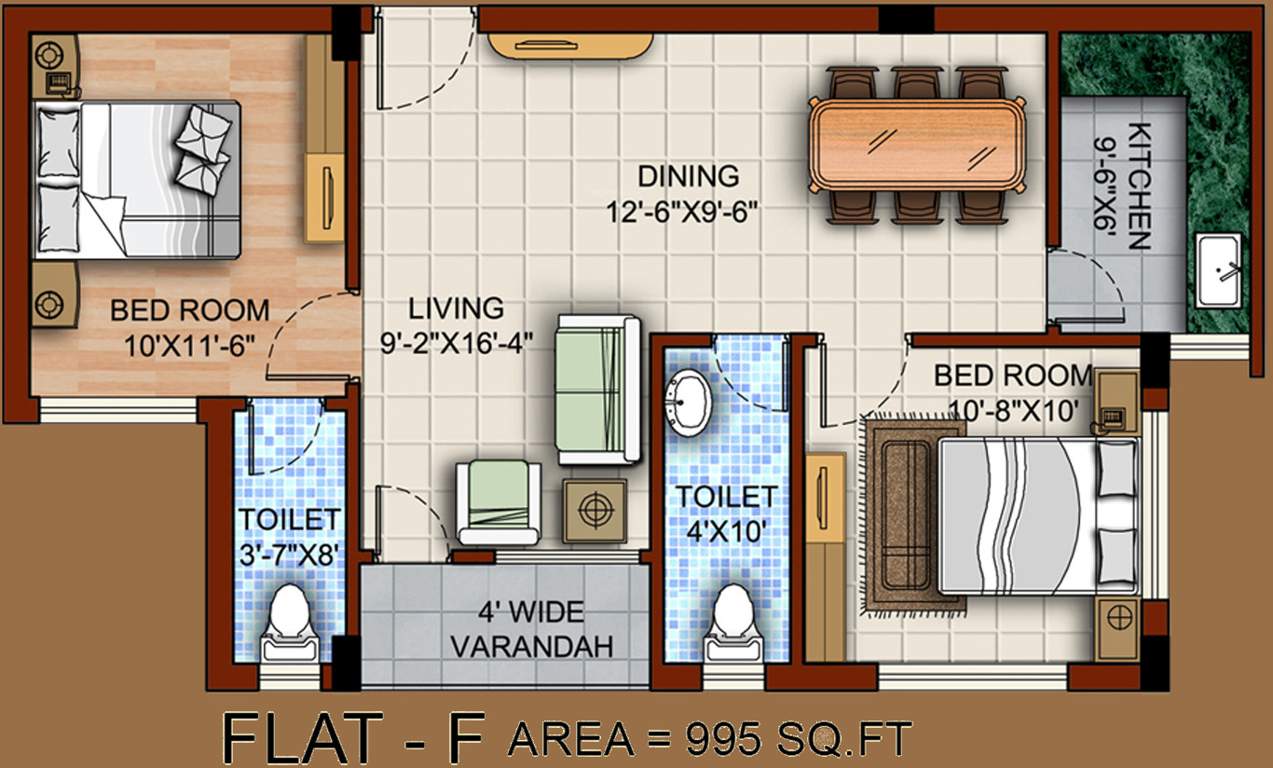 Omnitech Omni Tulsi (2BHK+2T (995 sq ft) 995 sq ft)
