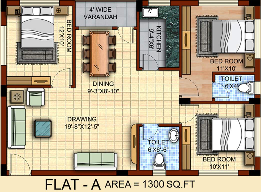 Omnitech Omni Tulsi (3BHK+2T (1,300 sq ft) 1300 sq ft)