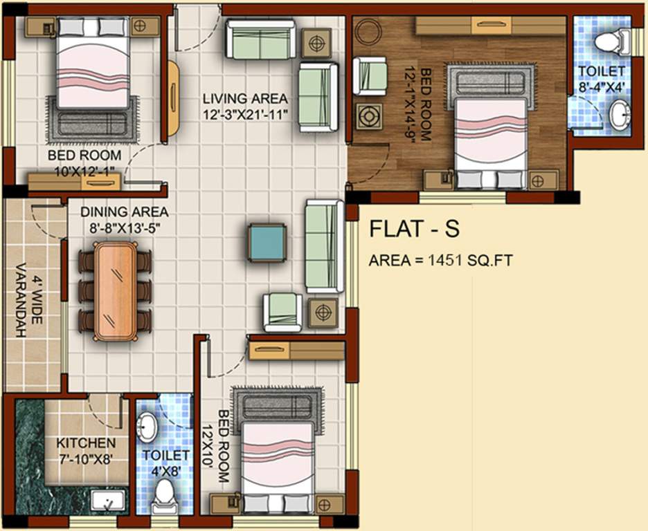 Omnitech Omni Tulsi (3BHK+2T (1,451 sq ft) 1451 sq ft)