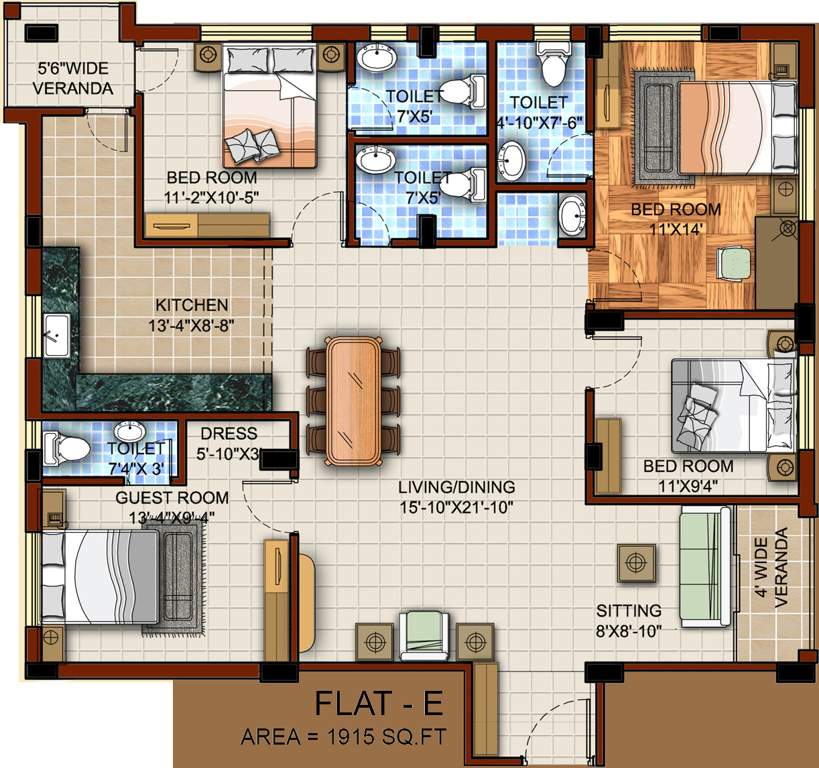 Omnitech Omni Tulsi (4BHK+4T (1,915 sq ft) 1915 sq ft)
