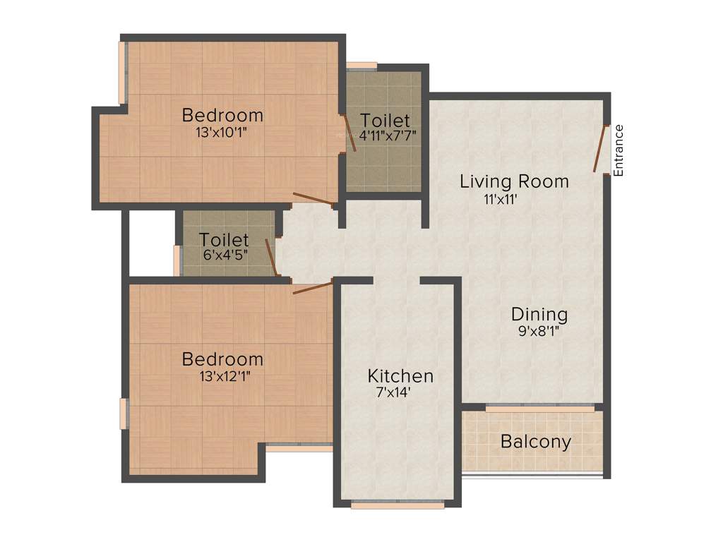 Arboretum Magnolia (2BHK+2T (1,010 sq ft) 1010 sq ft)