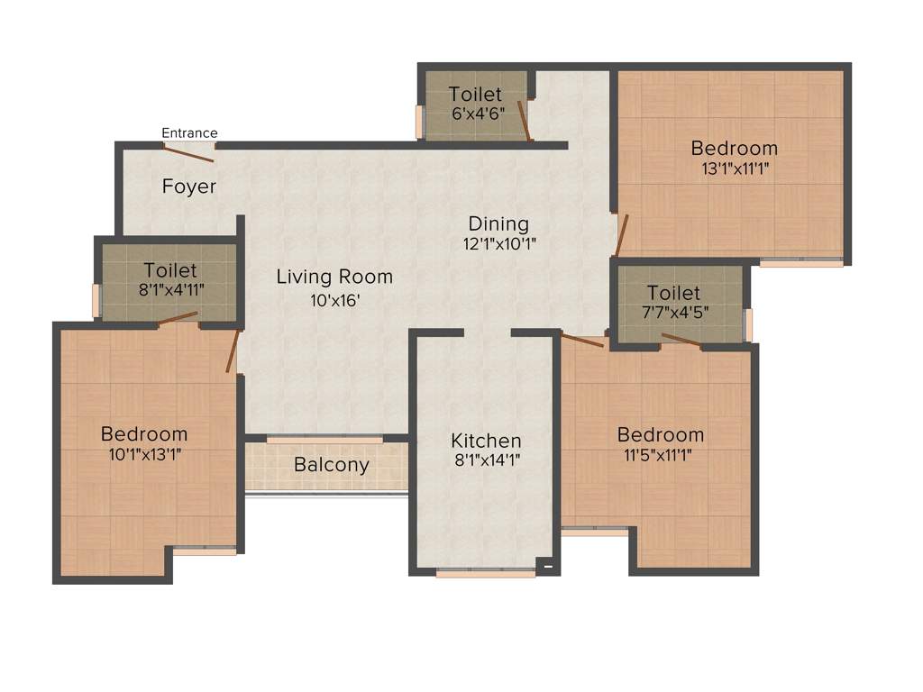 Arboretum Magnolia (3BHK+3T (1,390 sq ft) 1390 sq ft)