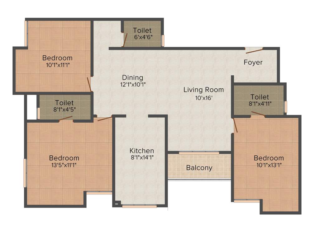 Arboretum Magnolia (3BHK+3T (1,405 sq ft) 1405 sq ft)