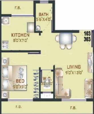 Aditya Kuber Dhanlaxmi (1BHK+1T (605 sq ft) 605 sq ft)