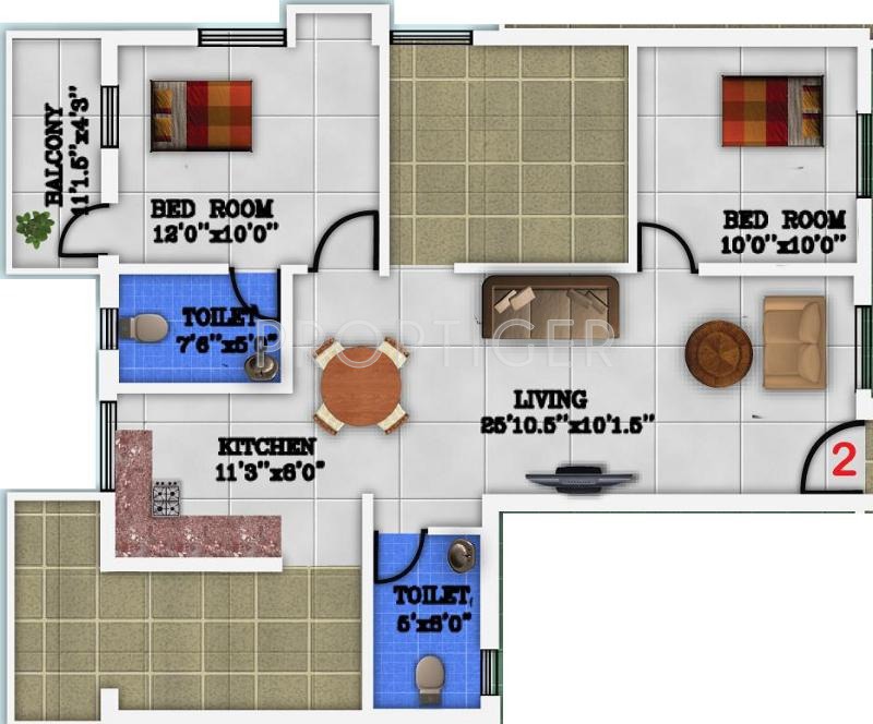 JK Adhavaa (2BHK+2T (1,000 sq ft) 1000 sq ft)