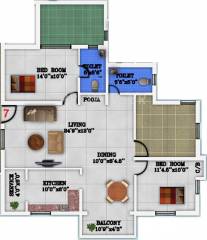 JK Adhavaa (2BHK+2T (1,240 sq ft) 1240 sq ft)