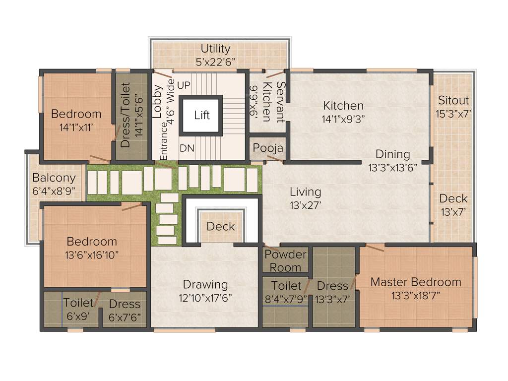 Pavani Groups Vantage 3BHK+4T (3,800 sq ft) + Pooja Room