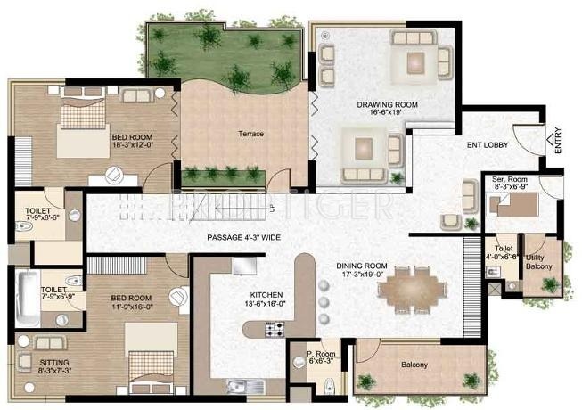 Raheja Atlantis (4BHK+5T (4,409 sq ft)   Servant Room 4409 sq ft)