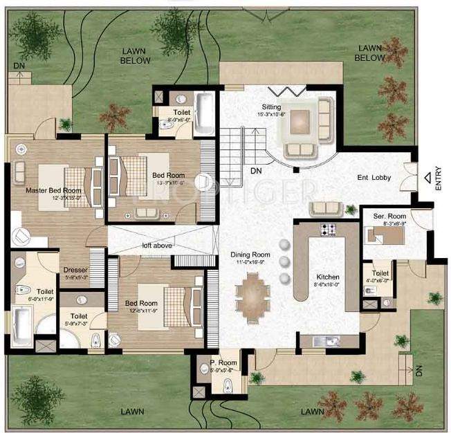 Raheja Atlantis (5BHK+5T (3,319 sq ft)   Servant Room 3319 sq ft)