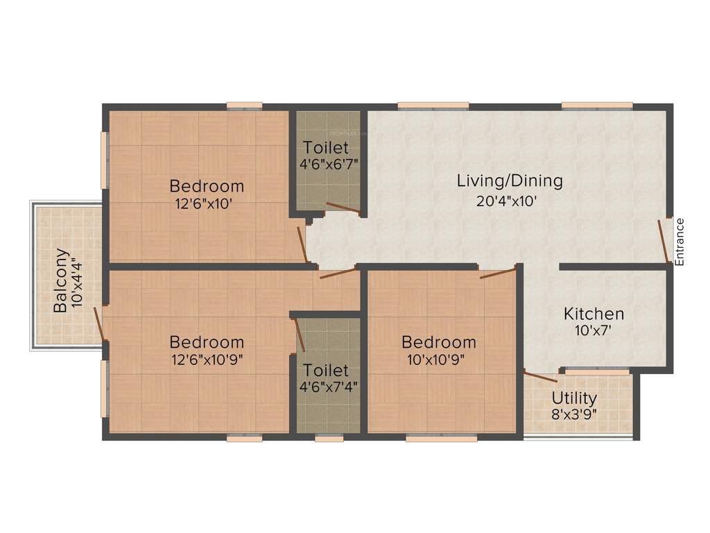 Nu Greens (3BHK+3T (1,135 sq ft) 1135 sq ft)