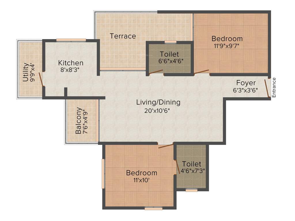 Nu Greens (2BHK+2T (993 sq ft) 993 sq ft)