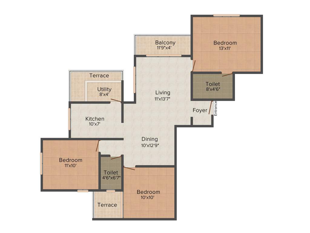 Nu Greens (3BHK+3T (1,227 sq ft) 1227 sq ft)
