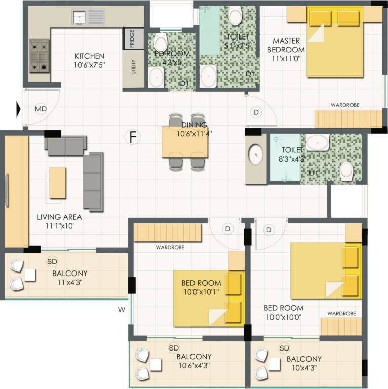 White Cocoon (3BHK+3T (1,420 sq ft) 1420 sq ft) White Cocoon (3BHK+3T (1,420 sq ft) 1420 sq ft)