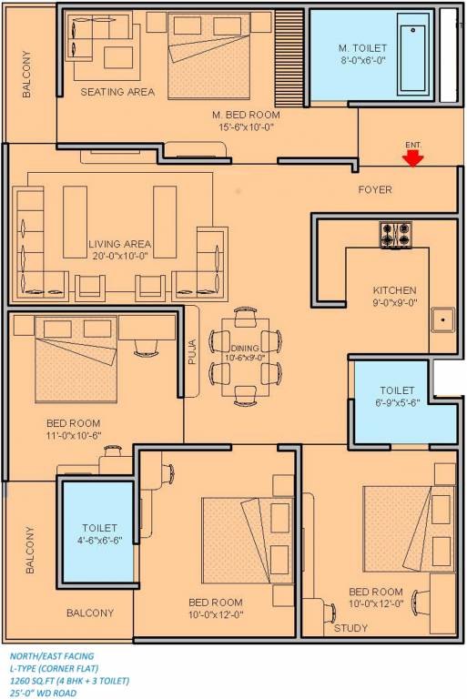 Space Aanantham Apartments (4BHK+3T (1,260 sq ft) + Pooja Room 1260 sq ft)