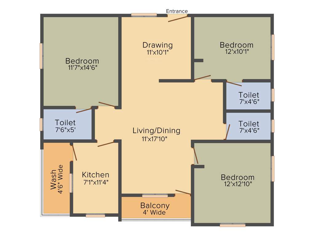 PRK Rajender Residency (3BHK+3T (1,500 sq ft) 1500 sq ft)