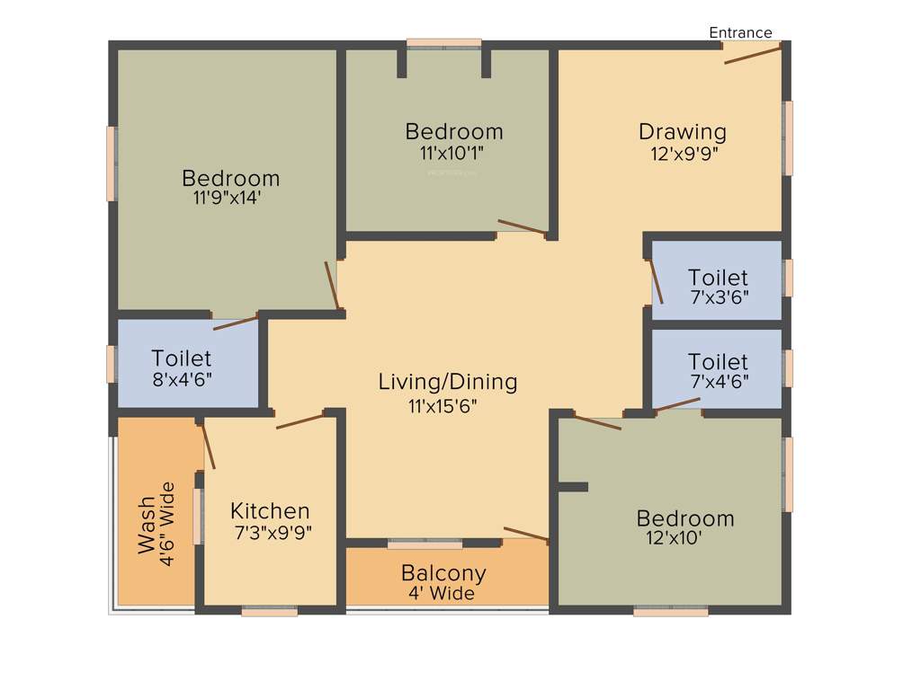 PRK Rajender Residency (3BHK+3T (1,350 sq ft) 1350 sq ft)