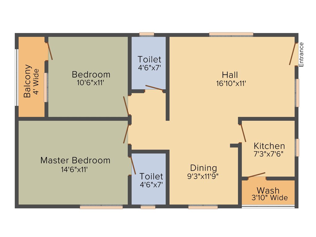 PRK Rajender Residency (2BHK+2T (1,100 sq ft) 1100 sq ft)