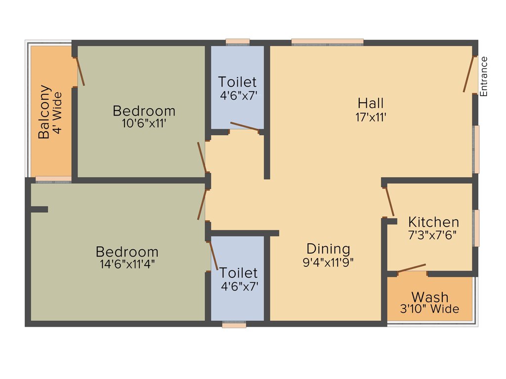 PRK Rajender Residency (2BHK+2T (1,280 sq ft) 1280 sq ft)