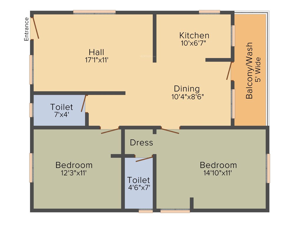 PRK Rajender Residency (2BHK+2T (1,150 sq ft) 1150 sq ft)