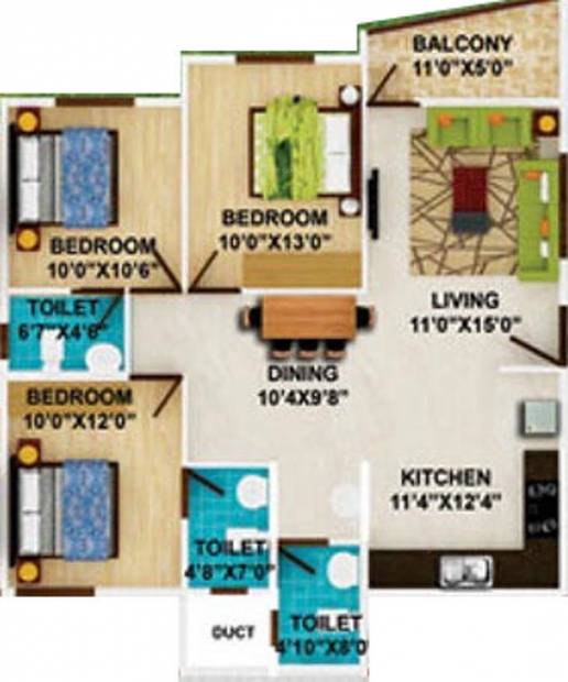 DS Starline (3BHK+3T (1,461 sq ft) 1461 sq ft)