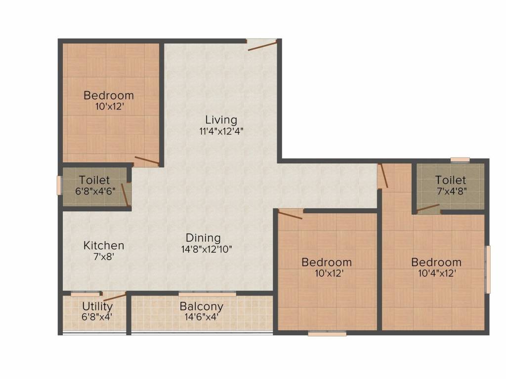 DS Status (3BHK+3T (1,480 sq ft) 1480 sq ft)