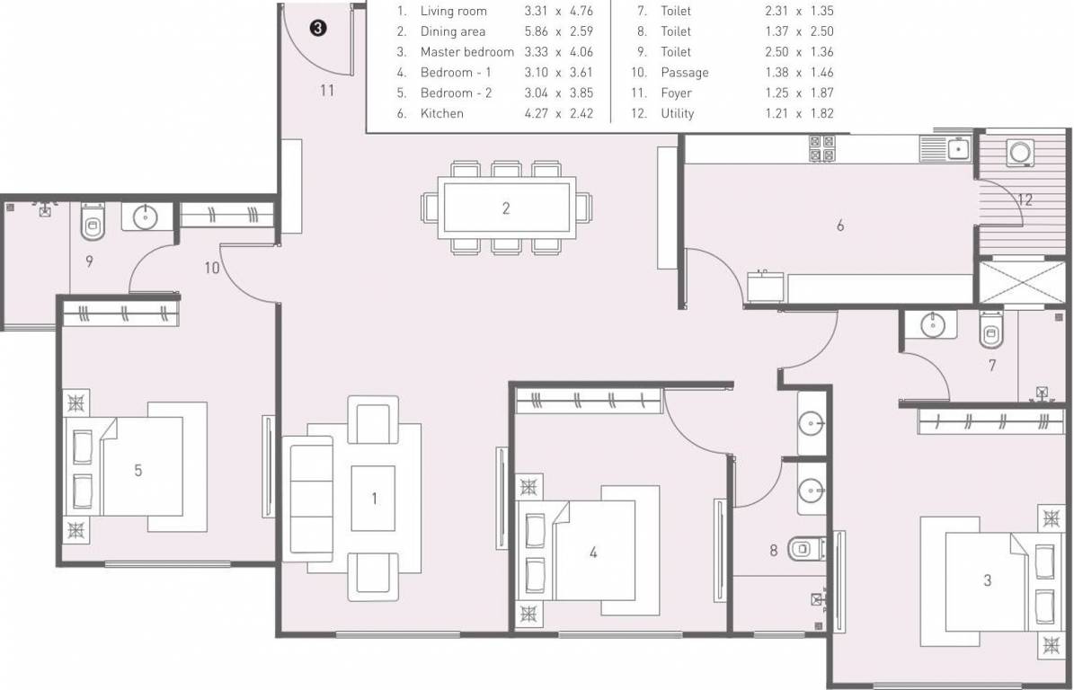 Hubtown The Grove (3BHK+3T (1,810 sq ft) 1810 sq ft)