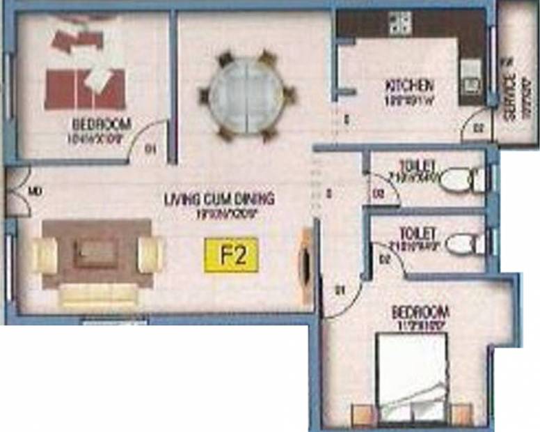 Bhagavathy Venkateshwara Apartment (2BHK+2T (1,015 sq ft) 1015 sq ft)