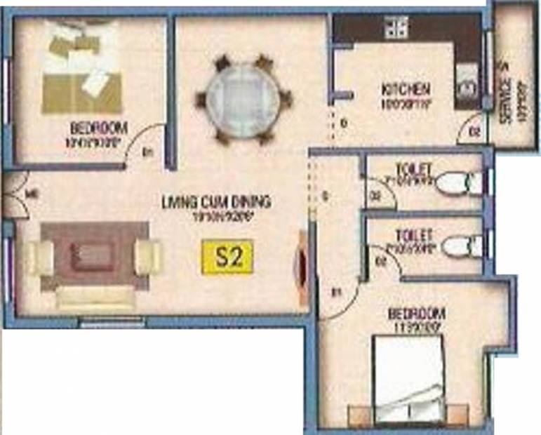 Bhagavathy Venkateshwara Apartment (2BHK+2T (1,030 sq ft) 1030 sq ft)