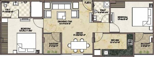 Krishna Dream Developer The Glare 1 (2BHK+2T (1,130 sq ft) 1130 sq ft)