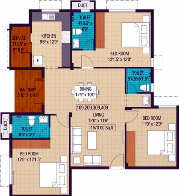 Plaza Bounty Acres (3BHK+3T (1,573 sq ft) 1573 sq ft)