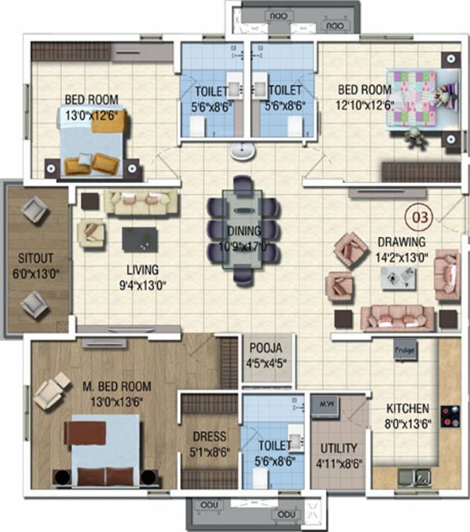 Salarpuria Sattva Magnus (3BHK+3T (2,065 sq ft) + Pooja Room 2065 sq ft)