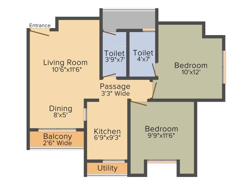 Khade KIPL Morya (2BHK+2T (905 sq ft) 905 sq ft)