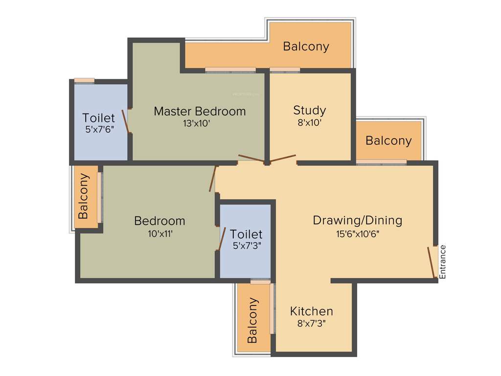 MKDR Elina Garden (2BHK+2T (1,078 sq ft) + Study Room 1078 sq ft)