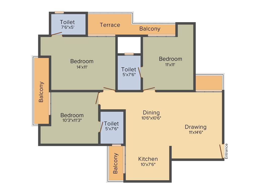 MKDR Elina Garden (3BHK+3T (1,339 sq ft) 1339 sq ft)