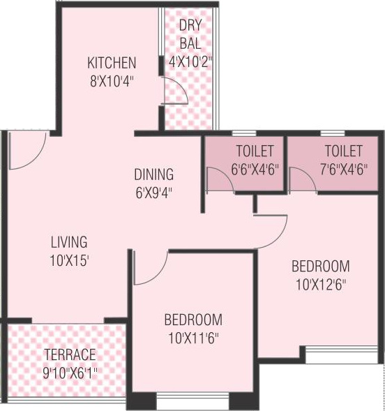 Nirman Brookefield Willows (2BHK+2T (975 sq ft) 975 sq ft)