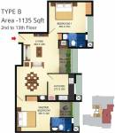 Favourite The Town Square (2BHK+2T (1,135 sq ft) 1135 sq ft)