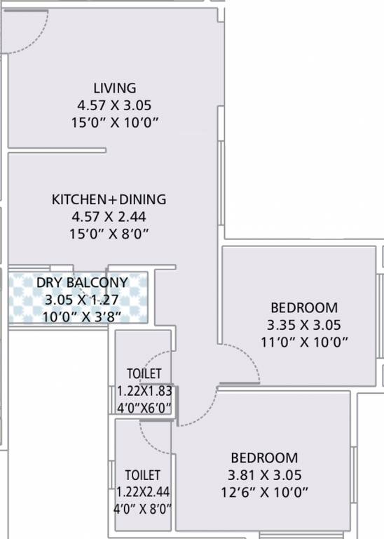 Nirman Viva Phase 3 (2BHK+2T (942 sq ft) 942 sq ft)