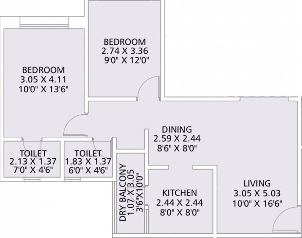 Nirman Viva Phase 3 (2BHK+2T (1,000 sq ft) 1000 sq ft)