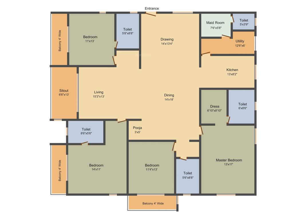 Salarpuria Sattva Magnus (4BHK+5T (2,965 sq ft) + Servant Room 2965 sq ft)