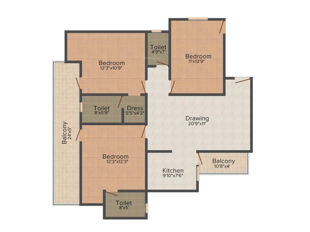 EMDEE The Palm Woods (3BHK+3T (1,590 sq ft) 1590 sq ft)