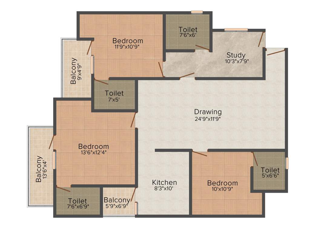 EMDEE The Palm Woods (3BHK+4T (1,790 sq ft) + Study Room 1790 sq ft)