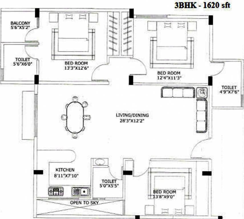 Arya Mansion (3BHK+3T (1,620 sq ft) 1620 sq ft)