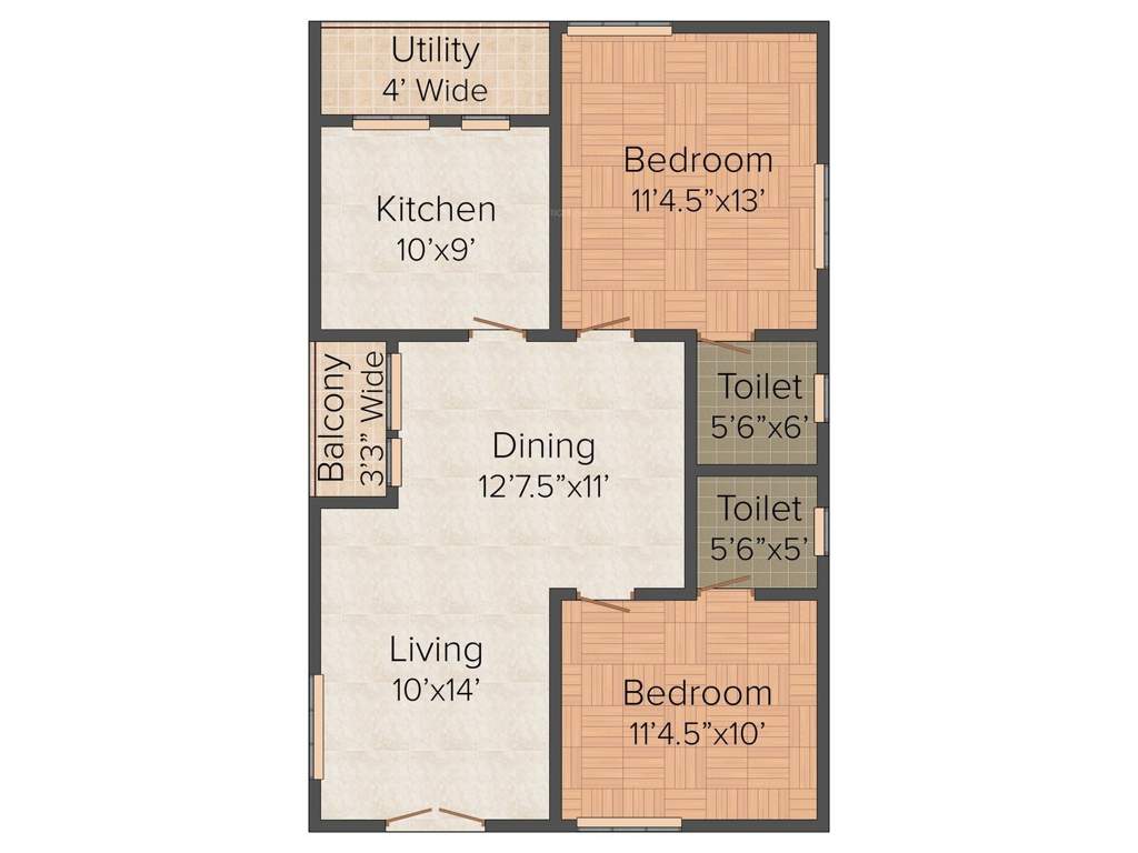 KM Kohinoor STB Kohinoor Towers (2BHK+2T (1,021 sq ft) 1021 sq ft)