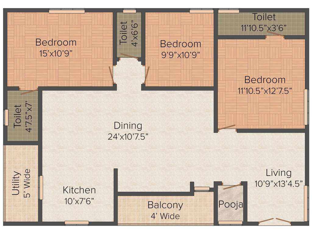 KM Kohinoor STB Kohinoor Towers (3BHK+3T (1,612 sq ft) 1612 sq ft)