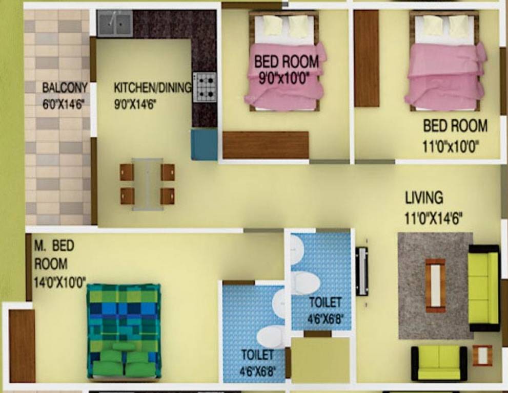 DS DSMAX SPARKLE NEST (3BHK+2T (1,294 sq ft) 1294 sq ft)