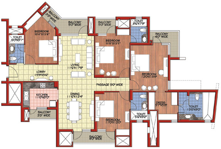 Parsvnath Exotica (4BHK+4T (2,270 sq ft) 2270 sq ft)