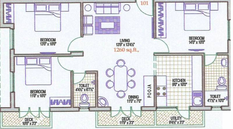 Ashok Jaganathaa (3BHK+2T (1,260 sq ft) + Pooja Room 1260 sq ft)