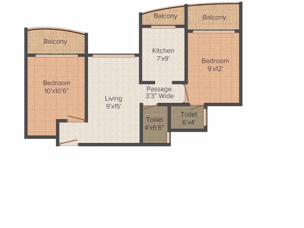 Basudeo Atharva Apeksha (2BHK+2T (855 sq ft) 855 sq ft)