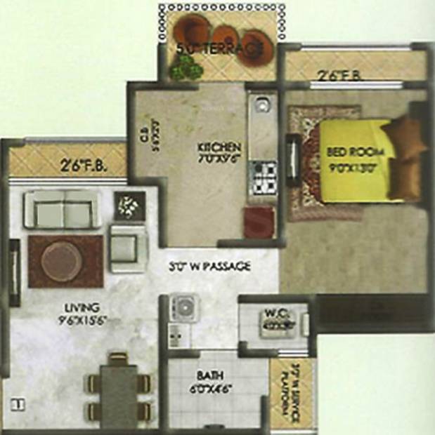 Triveni Residency (1BHK+1T (760 sq ft) 760 sq ft)
